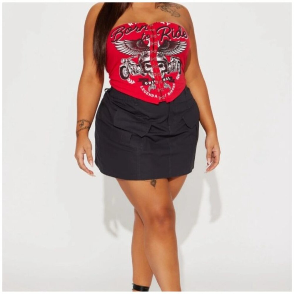Fashion Nova Best Kept Secret Black Elastic Waist Cargo Mini Skirt Plus Size 2x